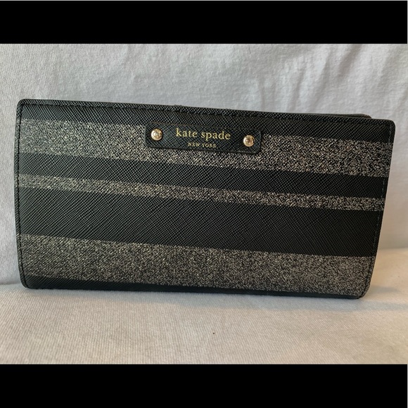 Handbags - Black and Silver Kate Spade Wallet